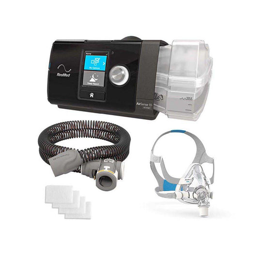 ResMed AirSense™ 10 AutoSet Auto CPAP Machine Full Kit With Humidifier & Heated Climateline Tubing + AirFit F20 Full Face CPAP Mask QuiteAir